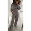 Grey Cropped Hoodie Tracksuit 