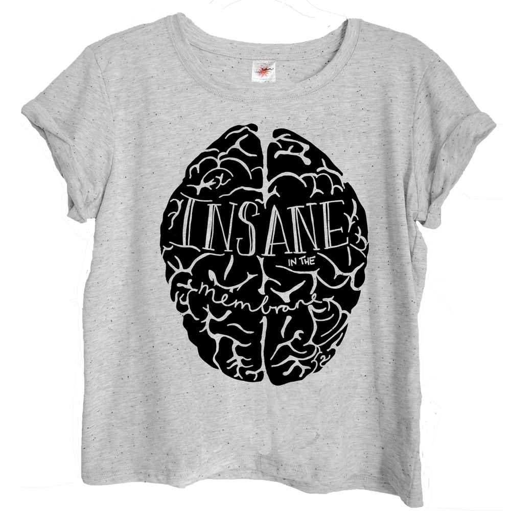 Image of Hand Printed INSANE IN THE MEMBRANE WOMEN'S T-SHIRT BY EMILY BOYD 