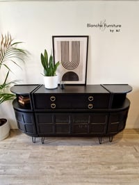 Image 2 of Curved sideboard in Black with Walnut Drawers by Nathan