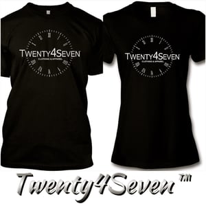 Image of Black/White "Twenty4Seven Logo" Tee (Men & Women's)