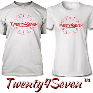 Image of White/Red "Twenty4Seven Logo" Tee (Men's/Women's)