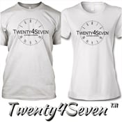 Image of White/Black "Twenty4Seven Logo" Tee (Men & Women's)