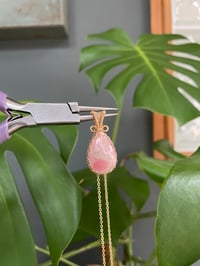 Image 3 of Gold Rhodochrosite Teardrop Crystal Necklace