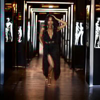 Image 1 of “Leila” Furry Black Gown- 2 Piece