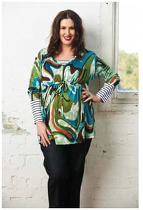 Image of Under bust tie front print top - Green 
