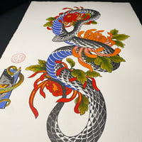 Image 2 of Snake and chrysanthemum painting 