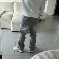 Image 1 of 2026 New Y2K Retro Hip Hop Street Jeans Gothic Style Pattern Embroidery Patchwork Denim Pants