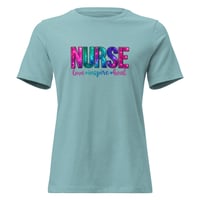 Image 6 of Women's Relaxed T-Shirt, Nurse Love, Inspire, Heal Uplifting Colorful Tee