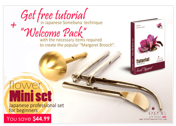 Image of Beginners kit instruments to make silk flowers using 'Somebana' technique