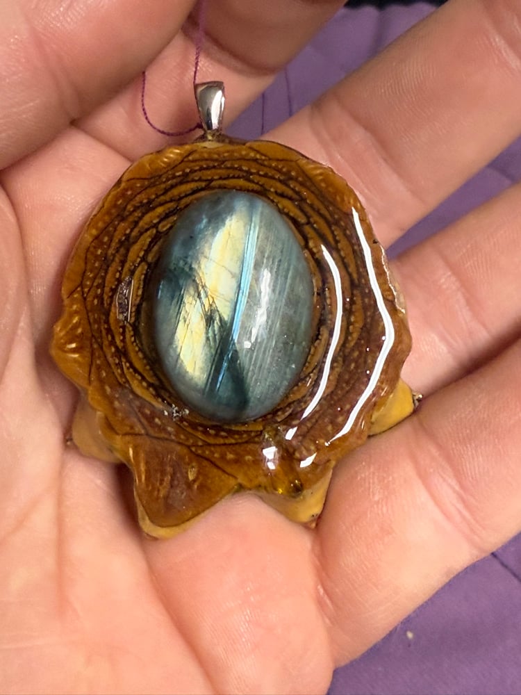 Image of Labradorite Pinecone Charm | Handmade PNW Resin Jewelry | #104
