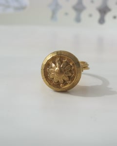 Image of "Daisy Gold" Black Glass Button Ring