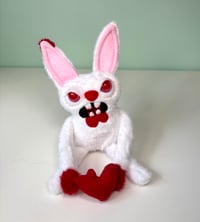 Image 1 of Weighted Evil White Rabbit with Pink Eyes