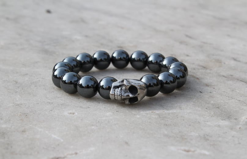 Image of Hematine Silver Skull Bracelet