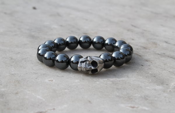 Image of Hematine Silver Skull Bracelet