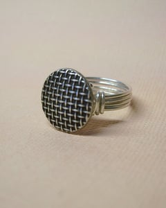 Image of "Metal Weave" vintage button ring