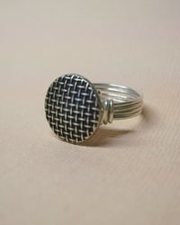 Image 1 of "Metal Weave" vintage button ring