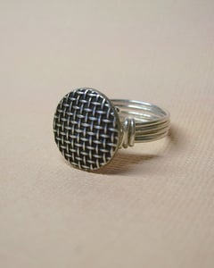Image of "Metal Weave" vintage button ring