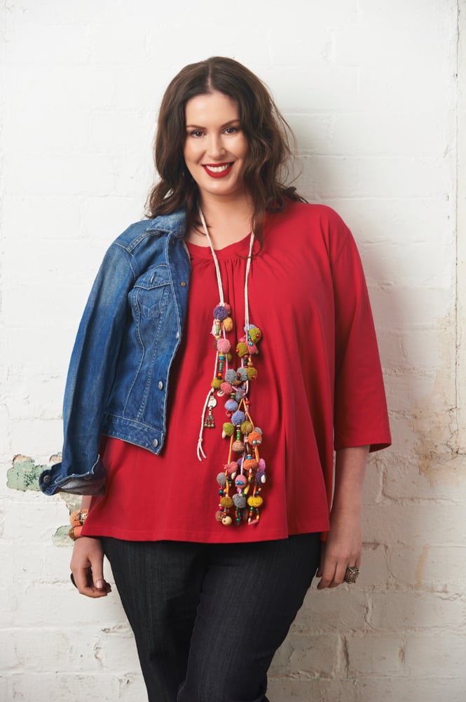 Image of Scoop neck top with 3/4 sleeves