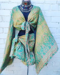 Image 1 of Tulum co ord set- Frill Skirt- Greens and lemons