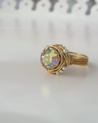 Image 1 of "Brass Rainbow Nest" vintage button ring