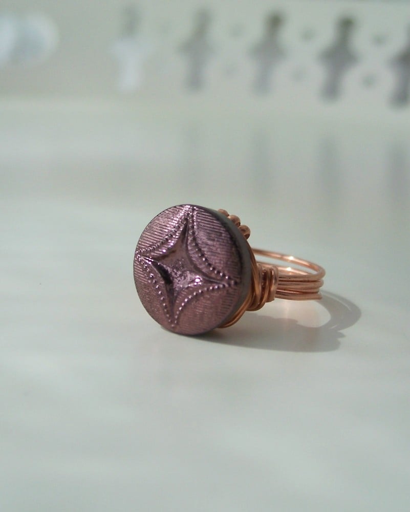 Image of "Copper Star" vintage-style button ring