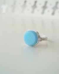 "My Piece of Sky" vintage button ring