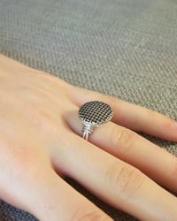 Image 2 of "Metal Weave" vintage button ring