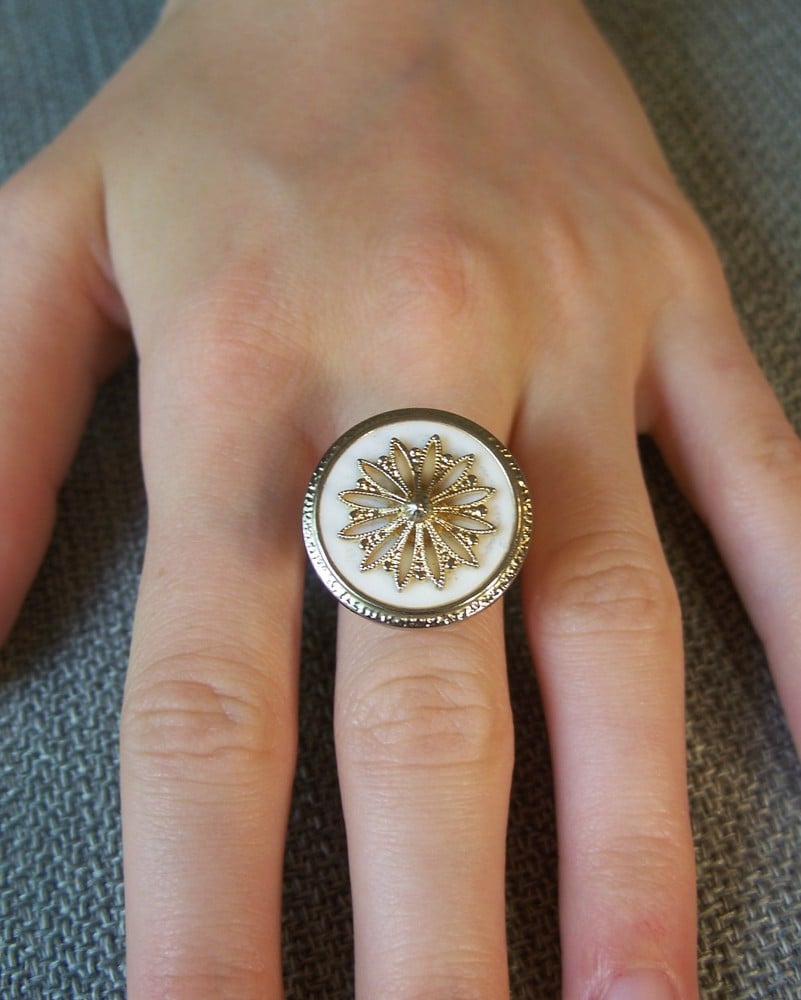 Image of "Blush & Brass" vintage-style button ring