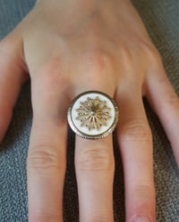 Image 3 of "Blush & Brass" vintage-style button ring