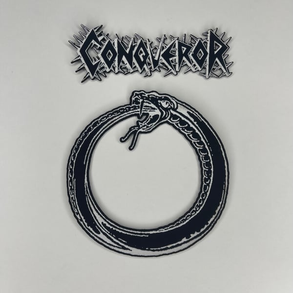 Image of *SMALL* Conqueror - AntiChrist Superiority Carved Faux Leather Patch