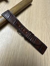 Image 3 of Hand-stitched Patina Brown Alligator watch strap