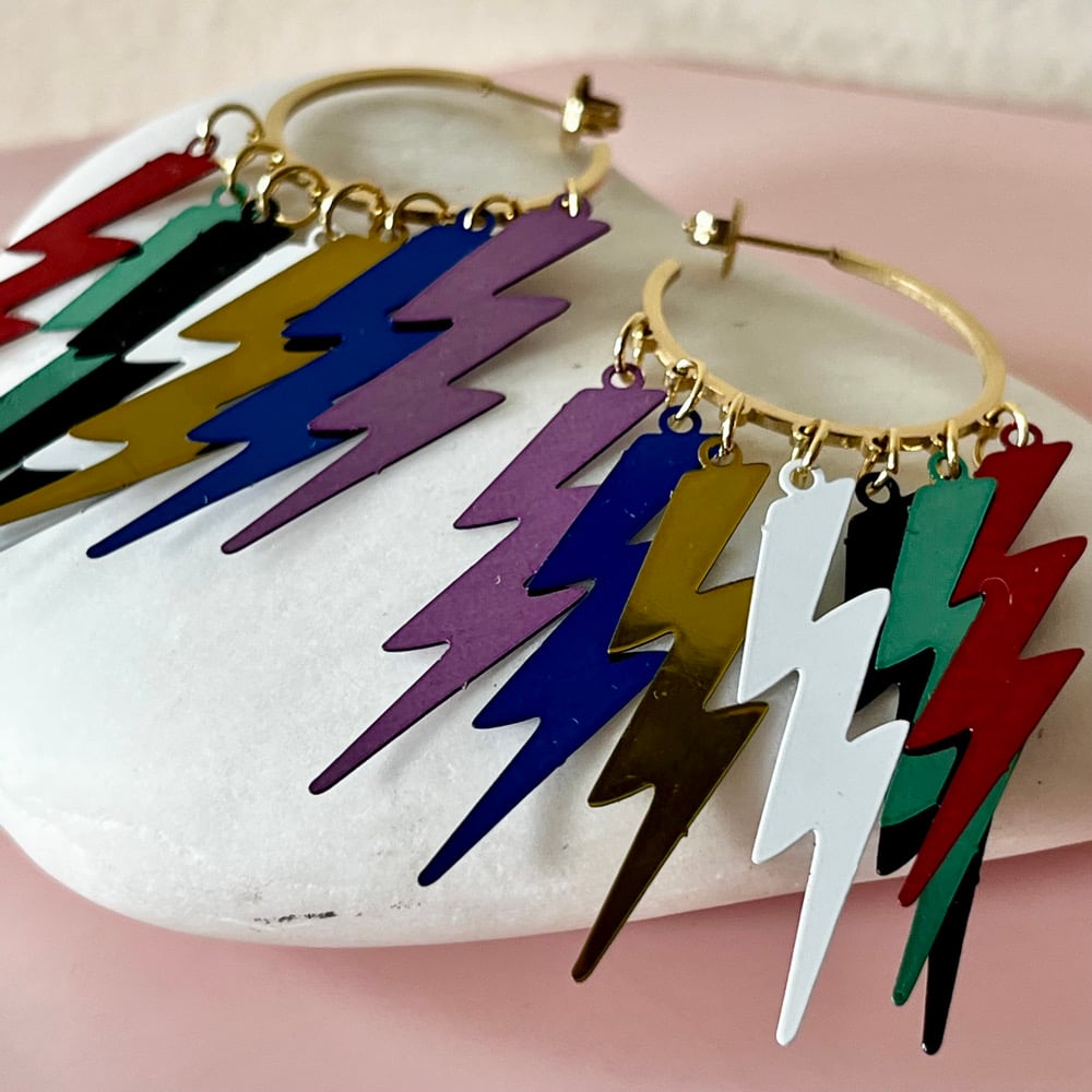 Image of Big Lightning Bolt Half Hoops - One of a Kind
