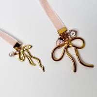 Image 2 of Strawberry Bow Velvet Bookmark