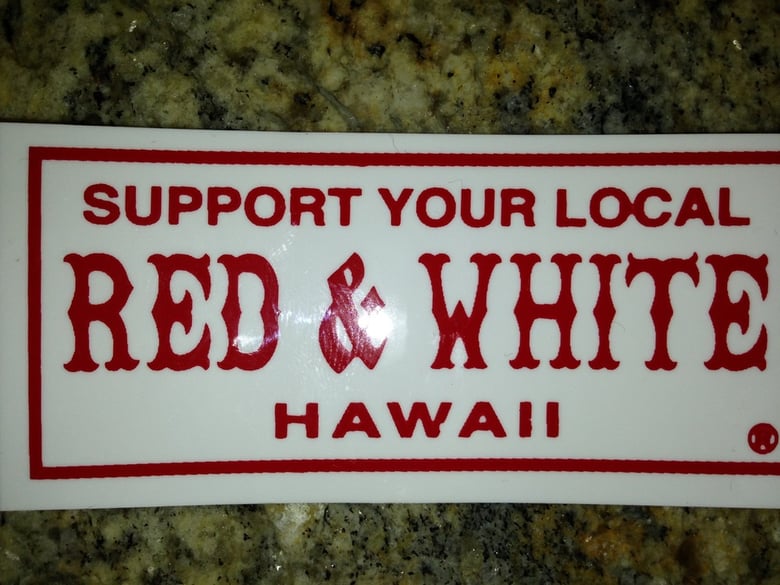 Image of Support your local red and white hawaii sticker 