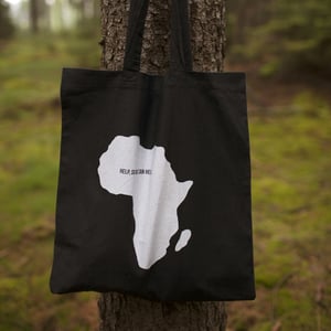 Image of Černá bavlněná taška - Help, So We Can Help. (Black Cotton Bag)