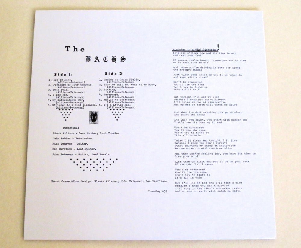 Image of THE BACHS ~ OUT OF THE BACHS ~ lp (TIME-LAG 055)