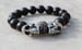 Image of Matte Black w/ Swarovski Crystal Two Skull Bracelet