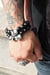 Image of Matte Black w/ Swarovski Crystal Two Skull Bracelet