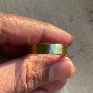Image of Hammered 18ct yellow gold wedding band
