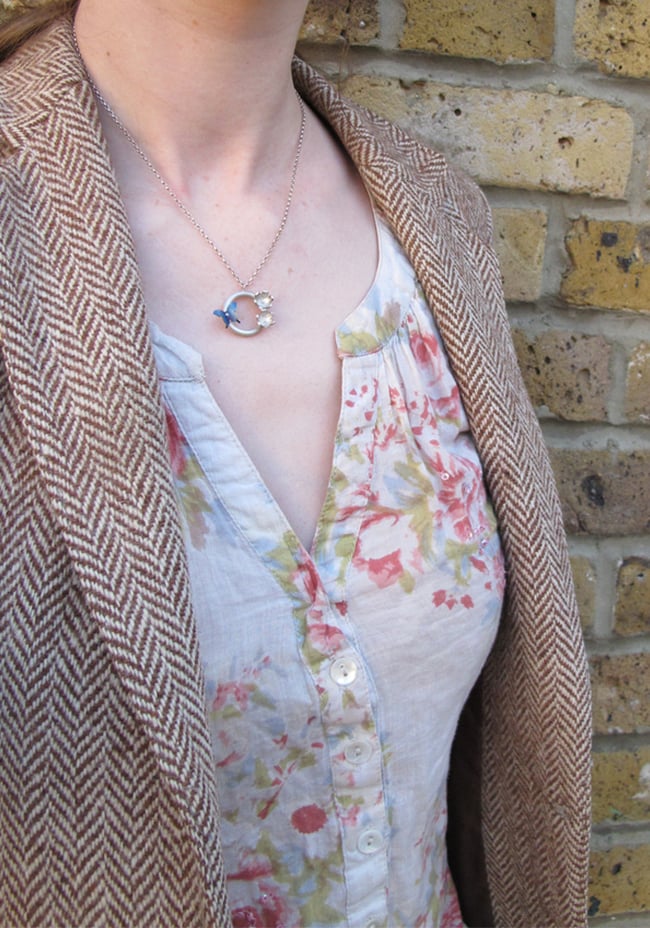 Springtime Butterfly & Daisy Circlet Pendant