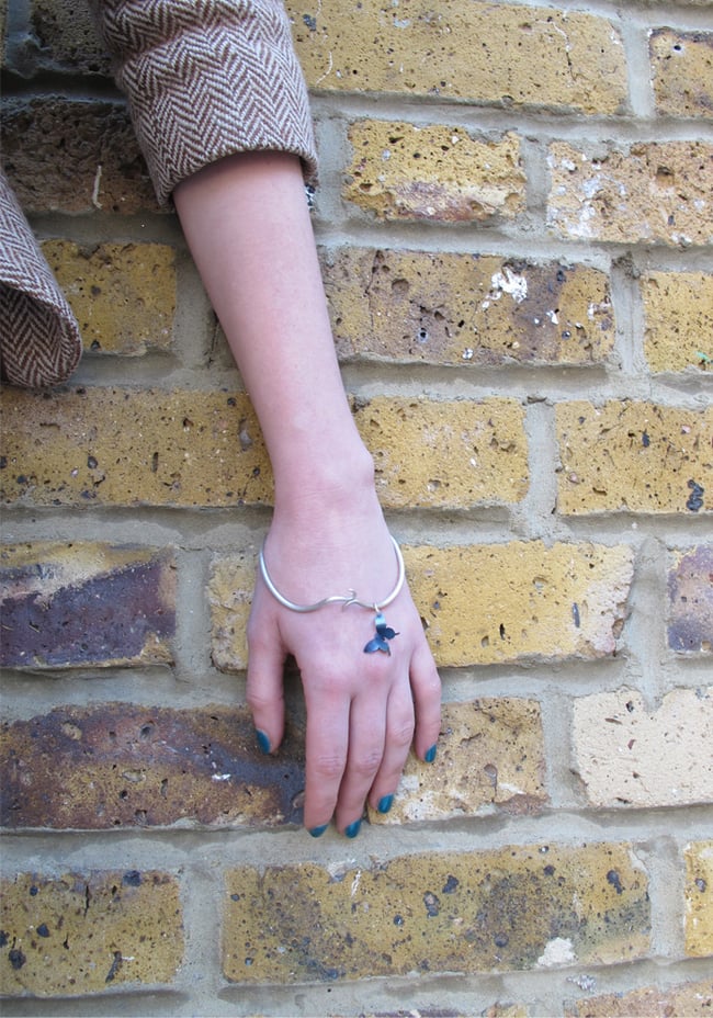 Springtime Butterfly twisting vine charm bangle