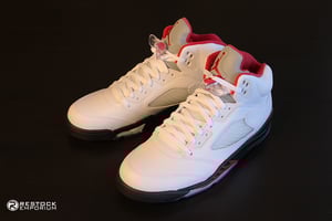 Image of Air Jordan 5 White Fire Red Black