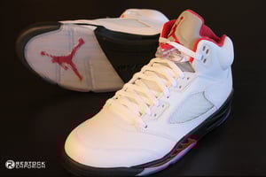 Image of Air Jordan 5 White Fire Red Black