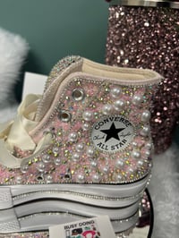 Image 3 of Pink  glammed chucks 