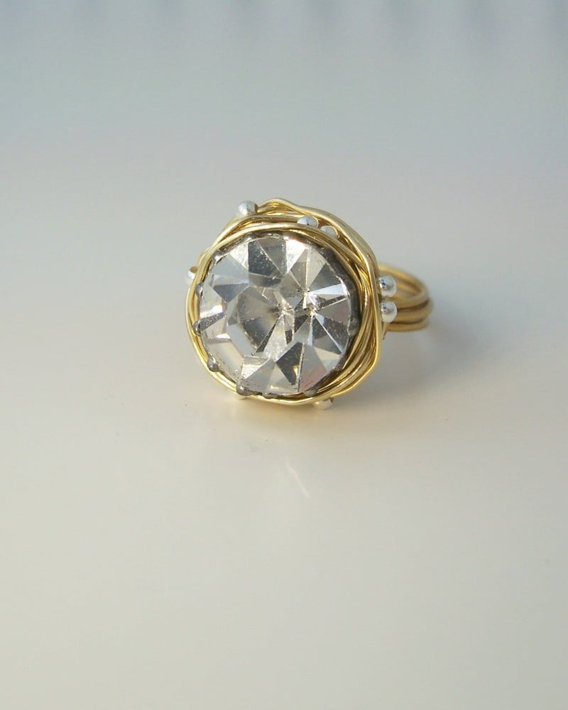 Image of "The Leading Role in brass" vintage button ring