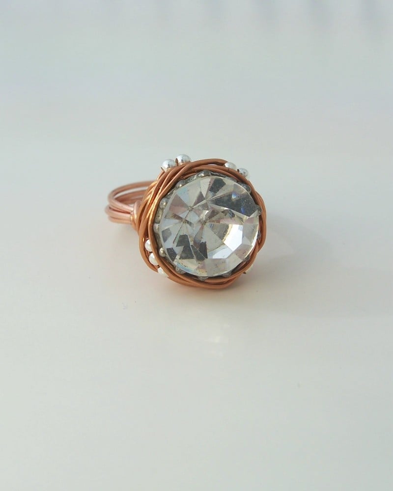 Image of "The leading role in copper" vintage button ring