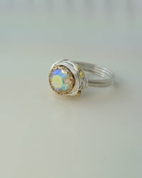 Image 1 of "Silver Rainbow Nest" vintage button ring