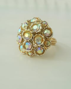 Image of "Rainbow Queen" vintage button ring