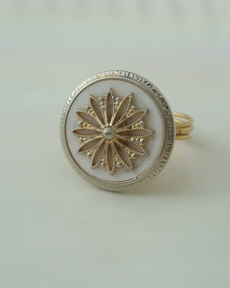 Image of "Blush & Brass" vintage-style button ring