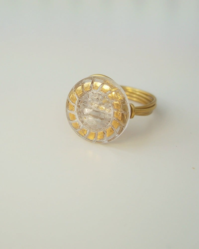 Image of "High School Sweetheart" vintage glass button ring